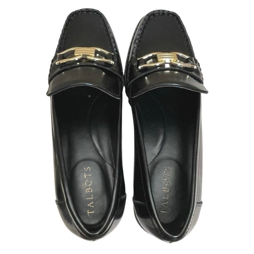 Talbots Gianna Leather Loafers Gold Accents Size 8M Chunky Lug Sole Preppy - Picture 7 of 12